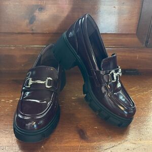 Dream Pairs Shiny Dark Burgundy Loafers